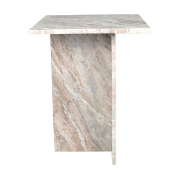 Cecil 14" Contemporary Natural Marble Handmade T-Shaped End Table - JONATHAN Y